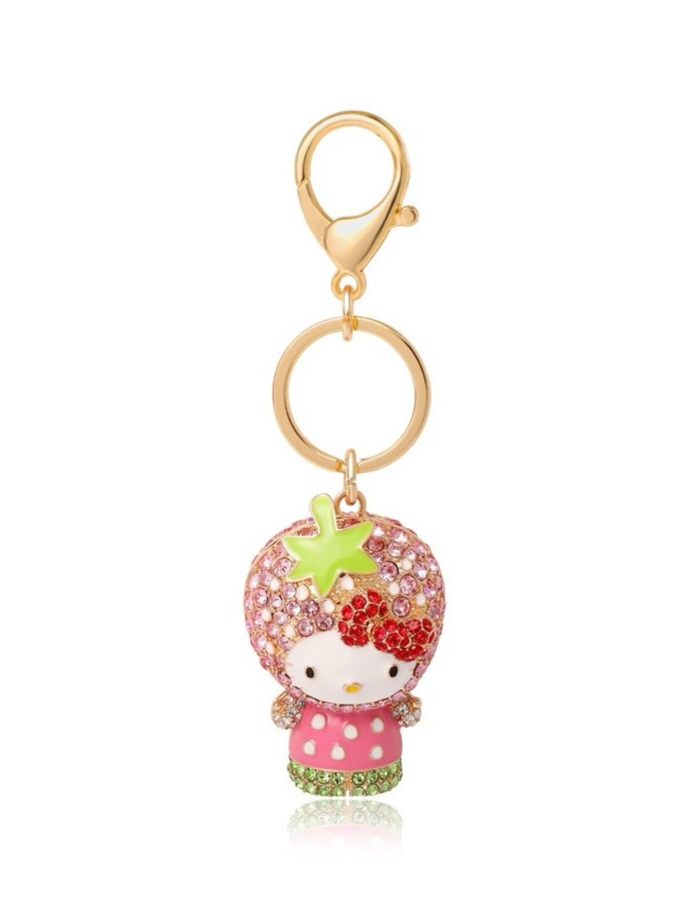 Hello Kitty Pink & Green Strawberry Crystal Keyring Charm by Hello Kitty
